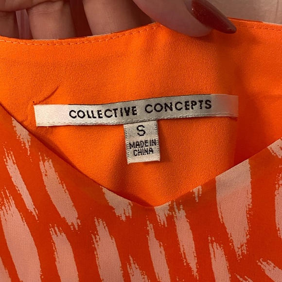 Collective Concepts. Orange Flowy Crop Top. Adjustable Straps. Size Small 🧡🤍 - Picture 5 of 6